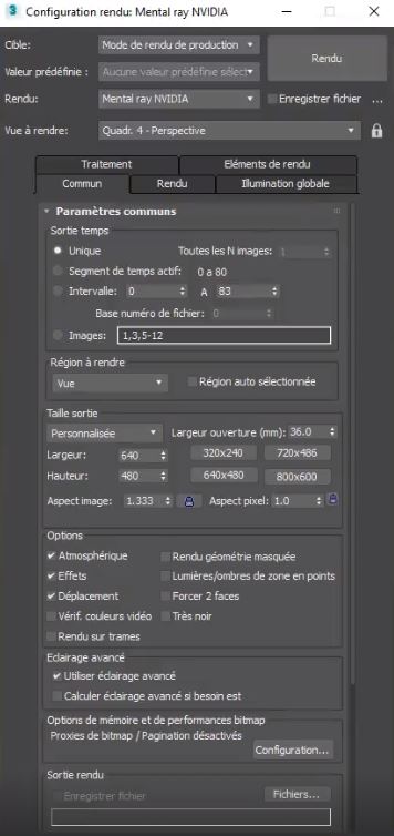 configuration rendu 3DS max